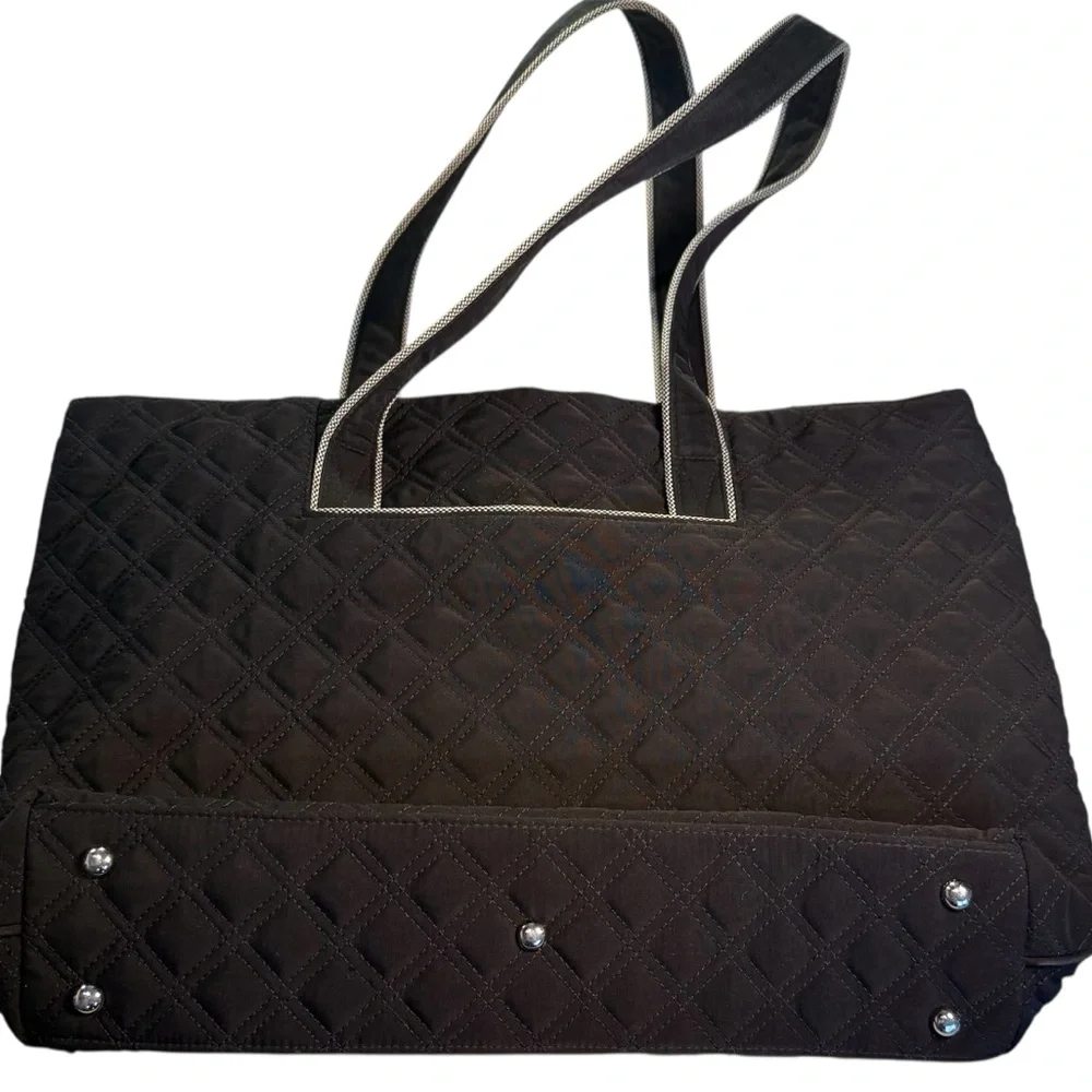 Vera Bradley Black Quilted Large Tote Bag Purse 
With Floral Lining Zip Top - Picture 8 of 8